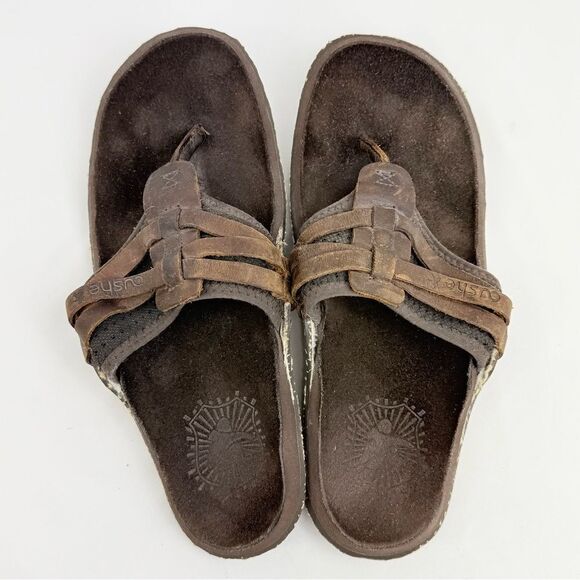 Cushe MANUKA Brown Leather Woven Upper Thong Toe Slip on Flipflop Sandals main image 14